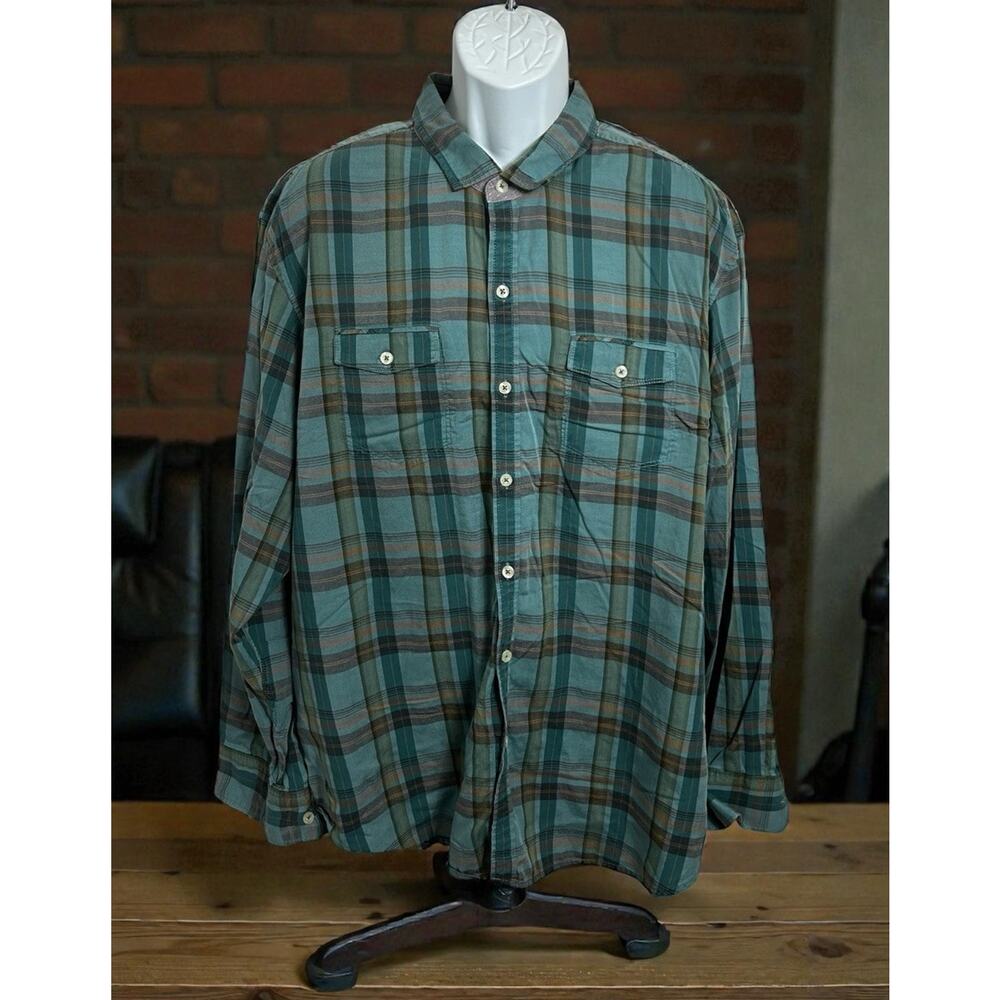 Men's Tommy Bahama Island Modern Fit Plaid Button Front Shirt Sz XXL Long-Sleeve